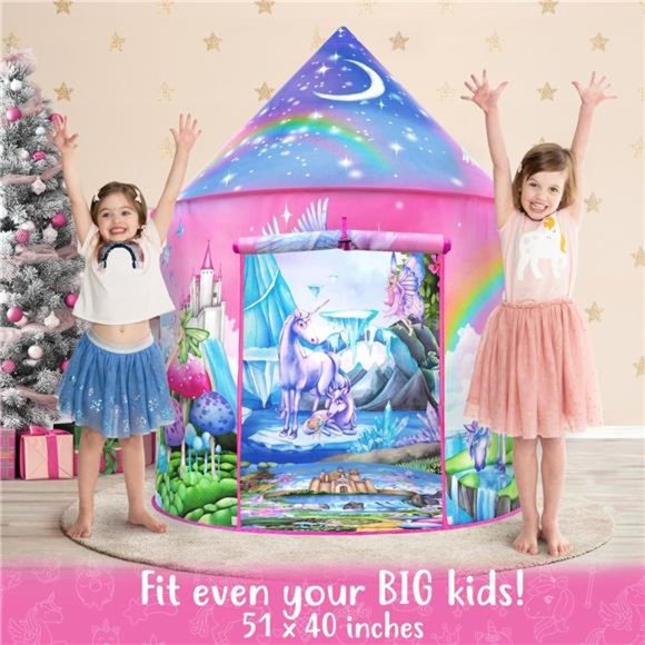 Unicorn Tent with Magical Unicorn Sounds, Princess Tent Unicorns Toys For Kids - Picture 3 of 5